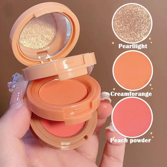 3 In 1 Highlighter Powder Palette Contour Bronzer Glitter Face Long-Lasting Shimmer Eyeshadow Cosmetic Korean Pearl Makeup