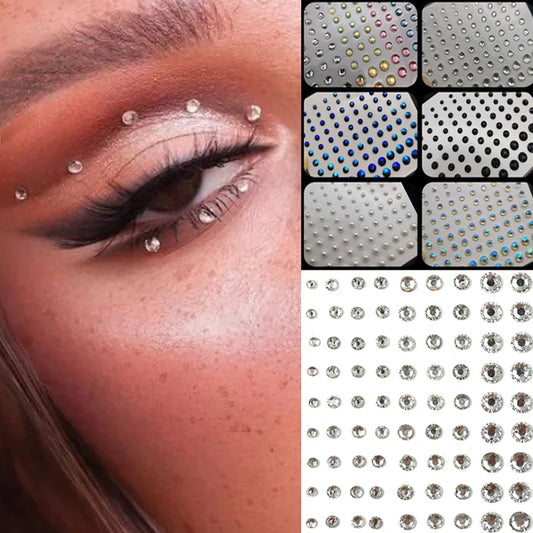 Mixed Size Eyeshadow Diamond Stickers for Face Body Festival Decoration Self Adhesive Colored Diamonds Stickers Nail Rhinestone