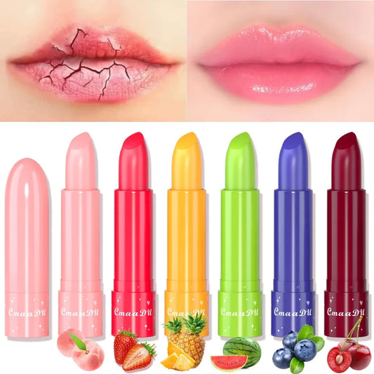 CmaaDu 6Color Waterproof Fruit Color Tinted Shine Changing Moisturizing Nourishing Glow Play Lip Balm lipstick Colour Care